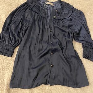 Navy Ramy Brook Peasant Blouse